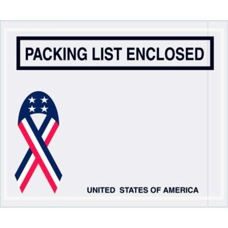 BOX PACKAGING Panel Face Envelopes, USA Ribbon inPacking List Enclosedin Print, 5-1/2inx4-1/2in, 1000/Pk PL466